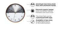 Jam Dinding Desain Mewah 12 Inci, Jam Dinding Logam Dial Aluminium Bingkai Emas Mawar 30Cm untuk Dekorasi Rumah