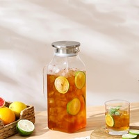 Carafe en verre borosilicate de haute qualité, style carré, pour eau froide, capacité 2000 ml, fabriquée en usine depuis 41 ans