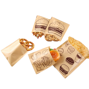 Emballages alimentaires en papier kraft biodégradable marron personnalisés, sacs à pretzels écologiques, poignée en corde de coton, résistants à la graisse - Product Image 1
