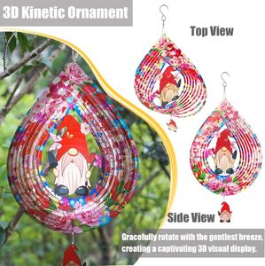 EnchGarden - Adorno de Jardín con Forma de Gnomo Rosa, 12 Pulgadas, Acero Inoxidable 3D de 0.5 mm de Grosor, Escultura Cinética Colgante para Jardín, Navidad - Product Image 3