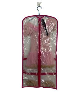 Bolsa de Ropa para Disfraces de Danza de PVC Transparente Personalizada de 37'' con Bolsillos para Identificación, Bolsa de Ropa para Disfraces de Danza Personalizada con Ribete <span class=keywords><strong>Rosa</strong></span> Intenso - Product Image 1