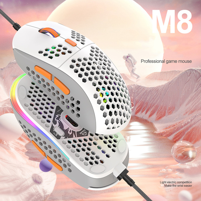 Free Wolf M8 RGB Game Mouse Computer Notebook Wired Macro Definition Lightweight Wired Mouse