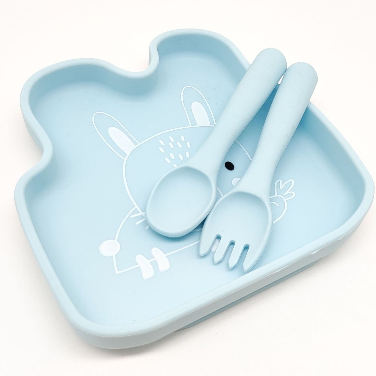 Assiette Lapin, Bleu Poudre
