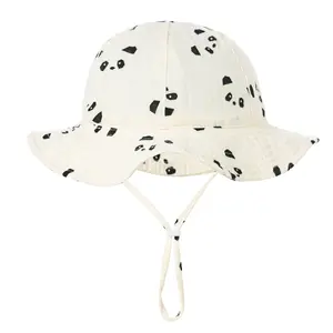 Baby Cotton Bucket Hat New Children Summer Outdoor Caps Boys Girls Print Sun Hat Unisex Beach Fishing Hat For 3-12 Months