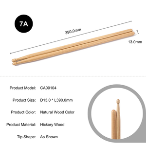 7A 나무 팁 사용자 정의 로고와 미국 히코리 드럼 스틱 - Product Image 2