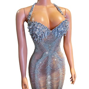 Tenue d'anniversaire robe de <span class=keywords><strong>cocktail</strong></span> dos nu perles gland robe modeste vêtements pour femmes robe de soirée - Product Image 3
