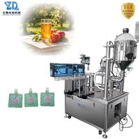 Machine de remplissage, étiquetage et bouchage de sachets souples à double buse servo, avec moteur, pour liquides alimentaires, boissons et jus de pomme