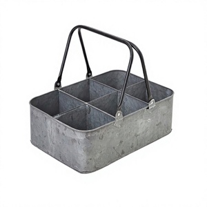 Porte-couverts galvanisé à 6 compartiments, qualité exclusive, forme rectangulaire, par Home Arts - Product Image 1