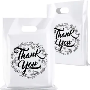 Großhandel Kunststoff danke drucken Waren Einkaufstaschen Groß verpackung gestanzte Griff Taschen für Geschenks chuhe