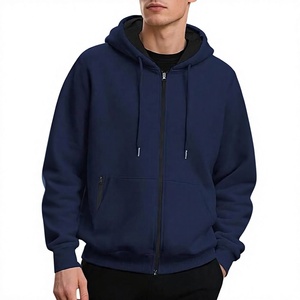 High Quality 100% Cotton Fleece-<b>Lined</b> Men's Zip-Up <b>Hoodie</b> with Soft Warm Interior, Drawstring Hood and Custom Branding - Product Image 5
