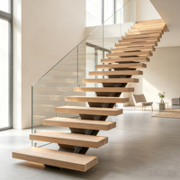 Escalier extérieur flottant moderne, escalier droit en acier à monopoutre, balustrade en verre, taille et couleur personnalisables, professionnel