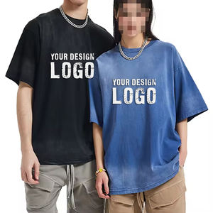 T-shirt pour homme en coton personnalisé, col rond, poids lourd, grande taille, de haute qualité, décontracté, vintage, lavé, surdimensionné - Product Image 5