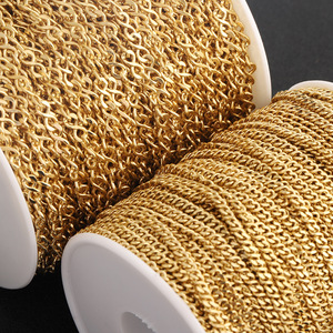 Cadena de acero inoxidable en forma de ocho de 3 mm y 4 mm, chapada en oro, con anillo en O, cadena retorcida para collar, pulsera, material para ropa. - Product Image 3