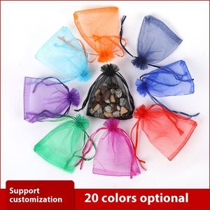 Sacs à bijoux en organza transparent TianRui HY-1188 en gros, sacs à cordon personnalisés en gaze unie recyclable pour emballage cadeau et bonbons - Product Image 3