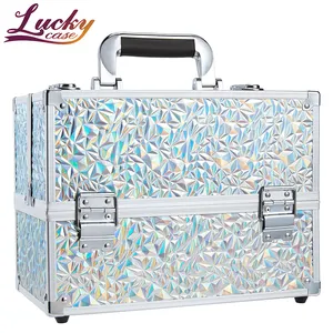 6 Trays Makeup Case Professional Cosmetics Case Jewelry Organizer Make Up Storage Box Beauty Train Case Lockable With Keys