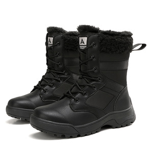 Bottes d'hiver doublées de polaire, à lacets, mi-mollet, semelle antidérapante robuste pour l'extérieur par temps froid - Product Image 5