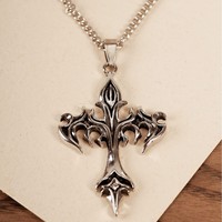 Collier pendentif croix gothique superposé en acier inoxydable, style Goth Emo Grunge, cadeau d'Halloween et de Noël pour femme