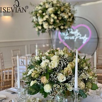 ISEVIAN Beige Künstliche Seiden-Rosen und Pfingstrosen Kussblumen-Kugel für Hochzeits- und Partydekoration
