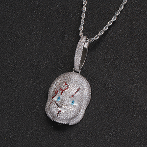 Chucky colgante Hip Hop joyería circón Halloween collar latón dibujos animados pequeño fantasma colgante - Product Image 4