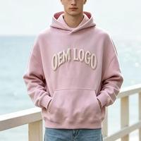 Hoodie katun ukuran besar khusus musim dingin OEM, bordir custom, sablon puff, sablon foam
