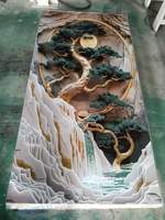 Panneau mural en PVC vert recyclable, finition brillante 3D, feuille de marbre, épaisseur 3 mm, avec service de découpe