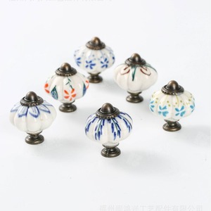 Hand Painted <b>Ceramic</b> Pumpkin Shape <b>Drawer</b> <b>Knob</b> Traditional Design Durable For Furniture Handles - Product Image 5