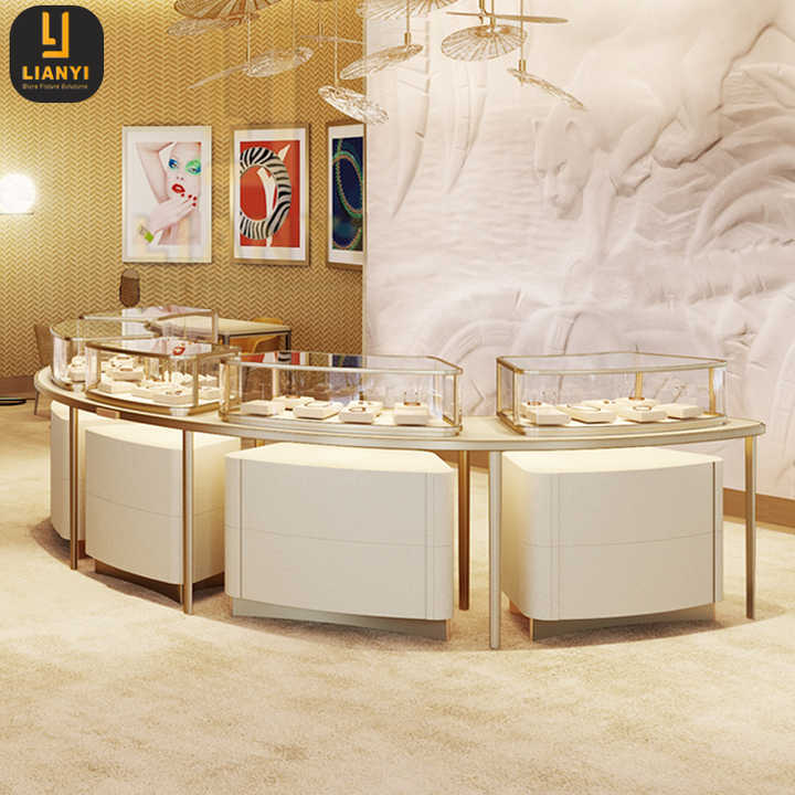 Modern High-end Gold Jewellery Showroom Interior Design Ideas Custom ...