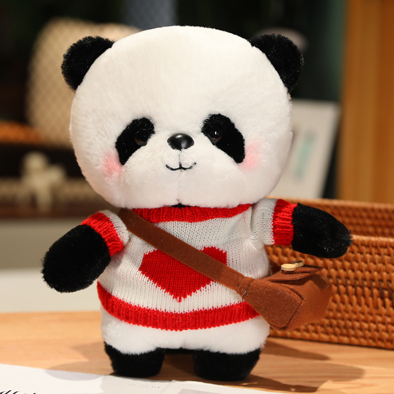 Red and white sweater satchel