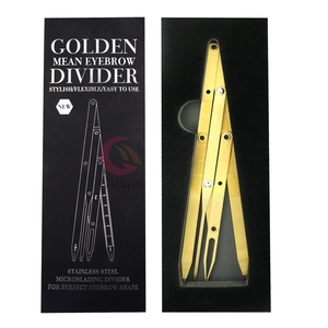 ฉลากส่วนตัวที่สวยงามกล่องบรรจุภัณฑ์ Microblading กึ่งถาวรแต่งหน้าไม้บรรทัดเข็มทิศสแตนเลสคิ้วการทำแผนที่ไม้บรรทัด - Product Image 1