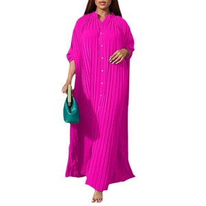 Robe plissée décontractée ample de <span class=keywords><strong>grande</strong></span> <span class=keywords><strong>taille</strong></span> pour femmes, nouvelle mode estivale - Product Image 5