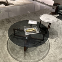 Table basse italienne moderne et minimaliste haut de gamme en bois de noyer et pierre d'Amérique du Nord Mobilier de maison de luxe pour villa et manoir