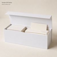 Boîte cadeau étanche blanche étroite avec doublure en éponge, ruban et couvercle à charnière pour cadeaux de détail, emballage saisonnier, commandes personnalisées, fournitures