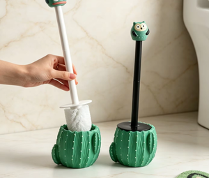 Ensemble de brosses WC mignonnes en forme de <span class=keywords><strong>cactus</strong></span> avec support – Outil de nettoyage pour salle de bain domestique – Fournitures de nettoyage WC - Product Image 3