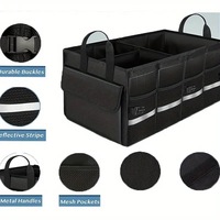 Boîte de rangement pour voiture, organisateur de coffre pliable, bac à débris avec tissu Oxford pour véhicule
