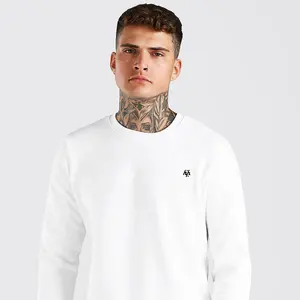 Sweat-shirt col ras du cou blanc à manches longues pour les hommes, article qui a fabriqué par Huzaifa, collection de 2021
