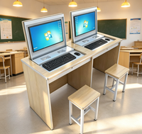 Meubles de classe scolaire modernes en MDF avec structure métallique, bureau et chaise doubles durables avec support pour ordinateur