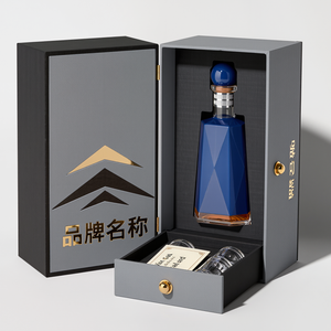 Botellas de Licor Cuadradas de Vidrio Flint Extra <span class=keywords><strong>Premium</strong></span> al por Mayor con Acabado Negro Mate y Tapón de Corcho, Impresión Personalizada para Tequila - Product Image 1