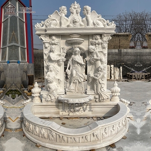 Fuente de Pared de Mármol de Lujo <span class=keywords><strong>TREVI</strong></span>, Tallada a Mano en Piedra Natural Blanca, Fuente de Cascada para Jardín Exterior, Decoración de Villas - Product Image 6