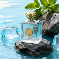 Bouchon de bouteille de parfum en verre cristal 100ml bouchon en bois estampé à chaud recyclable plat pour emballage de parfums