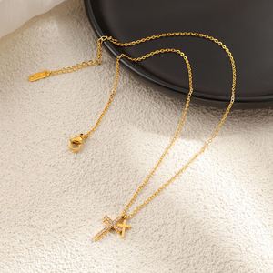 Nuevo Collar Religioso de Lujo con Cruz de Circonio, Collar con Colgante de Doble Cruz de Acero Inoxidable Chapado en Oro de 18K, Resistente al Agua, para Mujer - Product Image 5