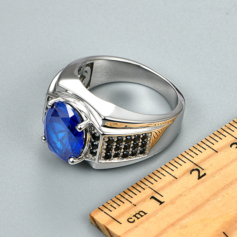 LMDPRAJAPATIS Anillo De Plata De Ley 925 Con Piedra Natal Astrológica De 8.25 Rati/7.50 Quilates Con Piedra Natal Astrológica Para Hombres O Mujeres, Plata, Zafiro