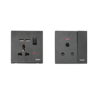 Prise de courant universelle britannique Yaki Pure Black 4 voies ABS, double connexion, simple connexion, grande taille, pour l'Afrique du Sud