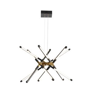 Lampadario Moderno a LED Nero in Ferro Lungo con Pendente Sputnik, Attacco E12, Misura Media, Altezza Regolabile per Soggiorno - Product Image 1