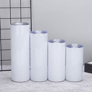 White 20oz Sublimation Skinny Tumbler Stainless Steel Straight Blank with Lid Straw for <b>Hot</b> Cold <b>Drinks</b> - Product Image 1