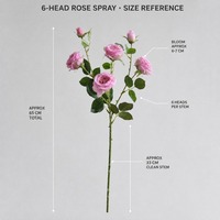 Bouquet de 6 roses artificielles Joho - 65 cm - Fleurs artificielles enveloppées pour la décoration moderne du salon - Arrangement de mariage