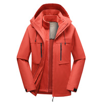 Vestes d'hiver trois-en-un pour hommes et femmes, salopette de ski détachable en deux pièces, softshell coupe-vent imperméable avec fermeture éclair longue et imprimé
