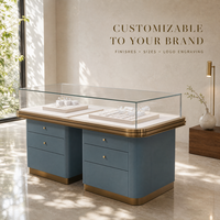 Vitrine de luxe sur mesure pour bijoux, avec éclairage LED, en verre, bois et acier inoxydable, écologique, pour magasin de bijoux