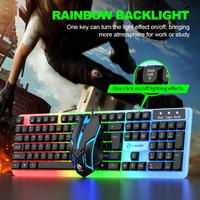 Teclado Gamer T350 con Cable USB, Retroiluminación LED Multicolor, Sensación Mecánica, para PC de Escritorio