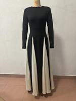 Robe de soirée pour femmes sexy contrastée, élégante, mince, à manches longues, tenue de soirée, été, 2024