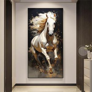 Tableau encadré en porcelaine de cristal Xuan Guang, motif cheval, pour entrée de maison, murale de salon, peinture lumineuse moderne, collection Cheval Arrives Succès - Product Image 4